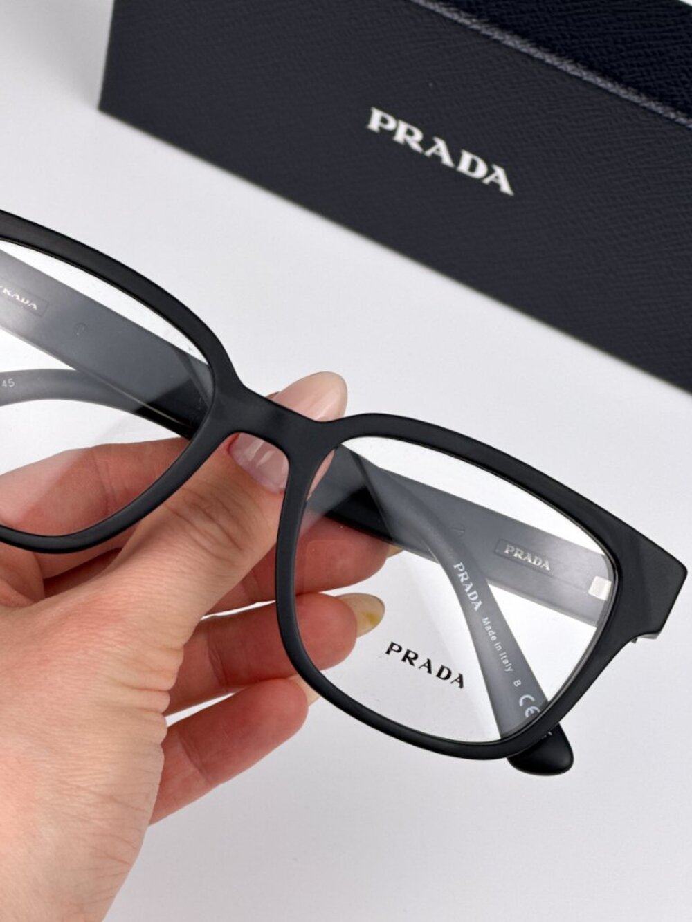 PRADA PRA09V 12P1O1 MATTE BLACK SQUARE EYEGLASSES